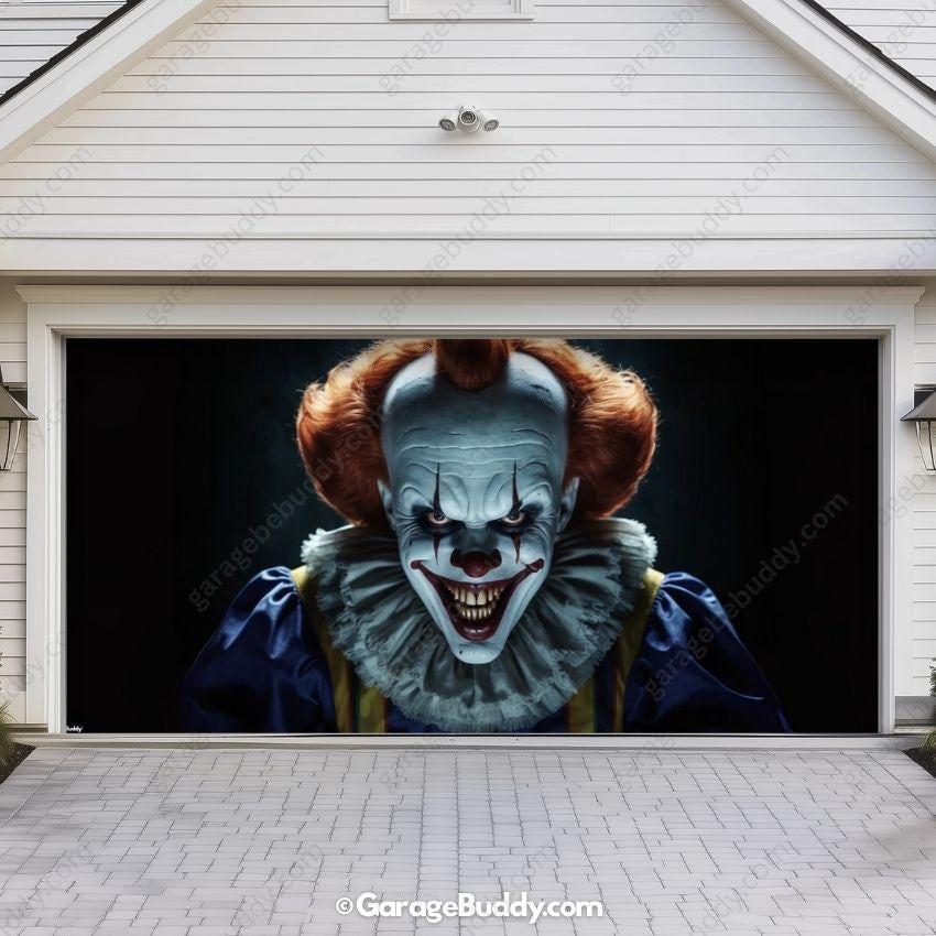 Spooky Clown Halloween Garage Cover