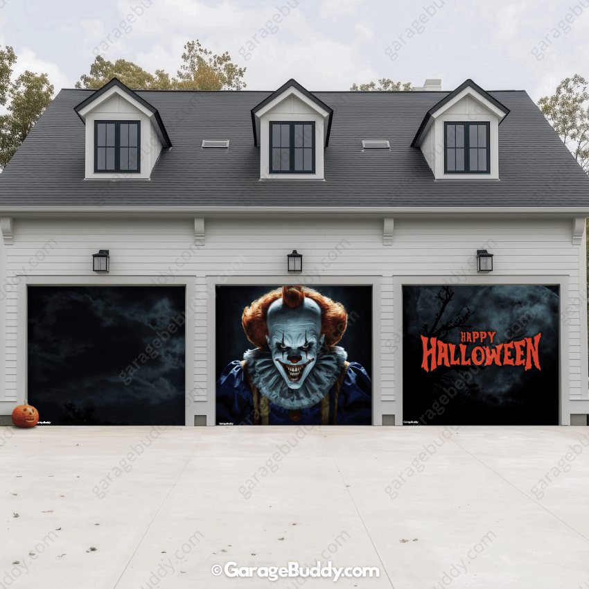 Spooky Clown Halloween Garage Cover